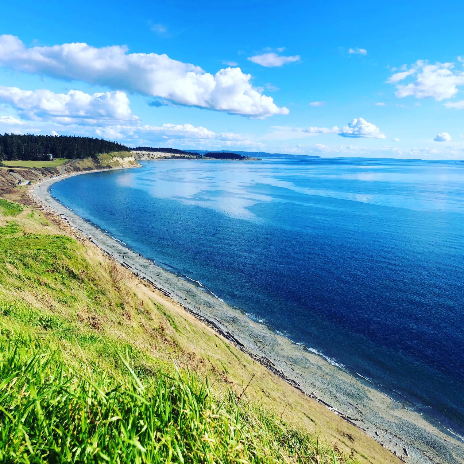 Ebey's landing, Windermere, Clouds, Blue Water, Bluff